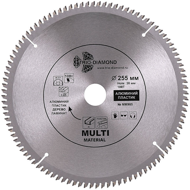 Пильный диск по алюминию и пластику 255x100Tx30/20 Multi Material Trio .